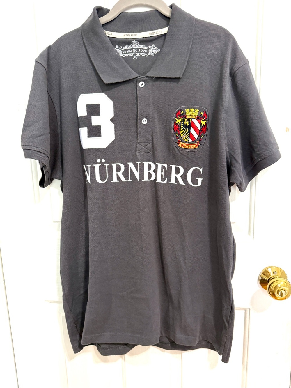 Robin Ruth Charcoal Polo with Nürnberg Crest and Number 3